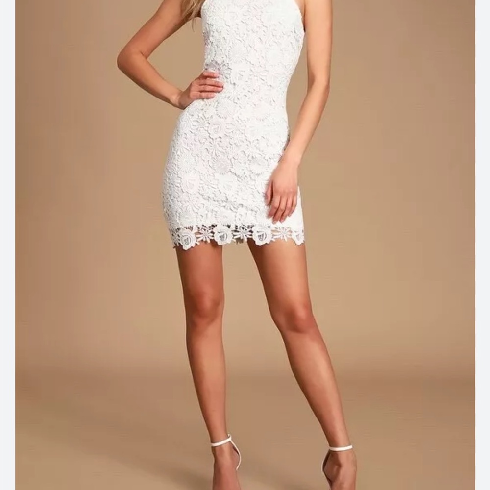 Lulu’s White lace halter dress . Brand new